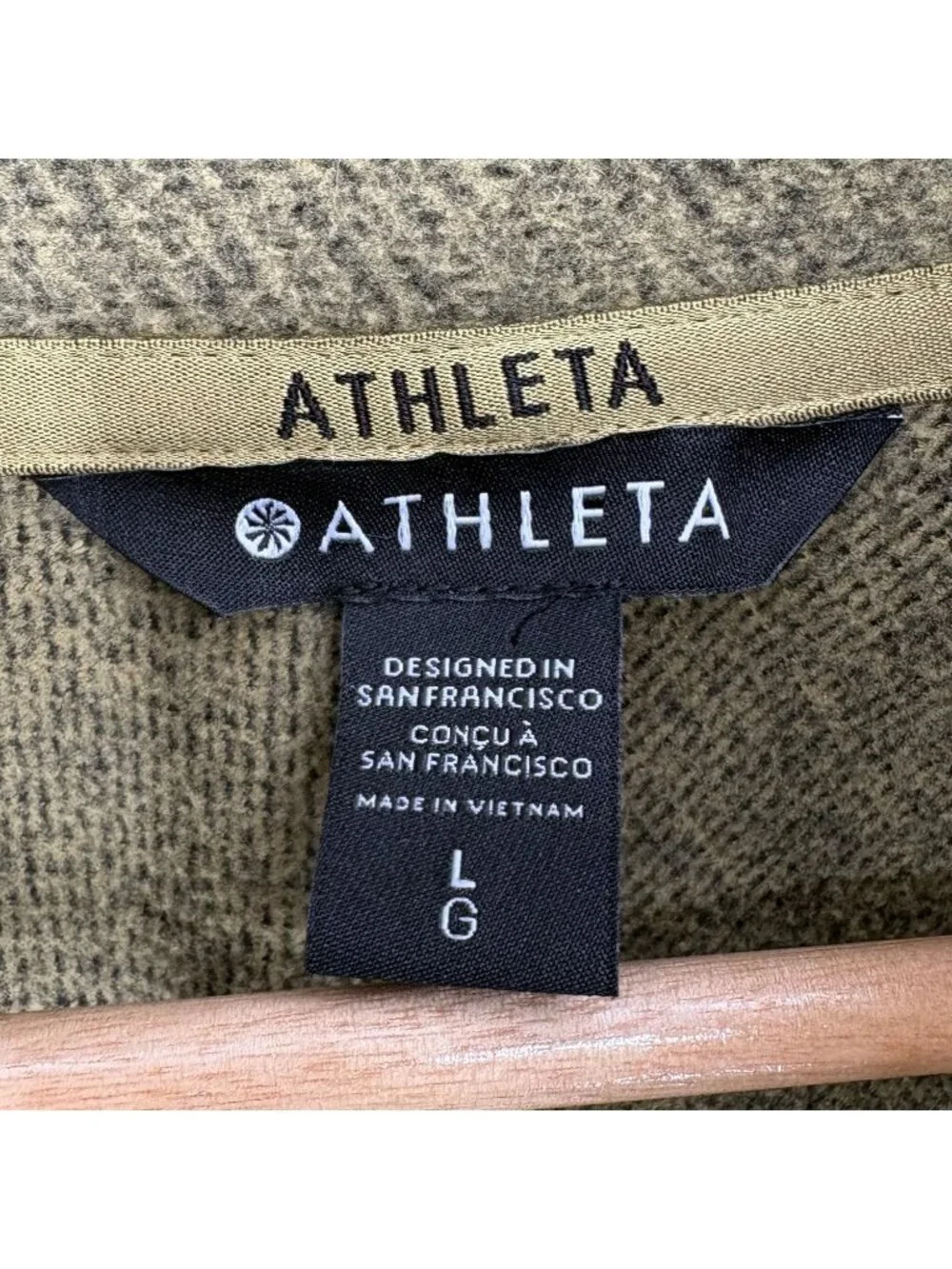 Athleta Women's Stroll Fleece Full Zip Jacket L Green Cropped Lightweight Cozy - Picture 6 of 11